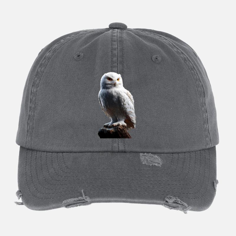 Schneeeule Weiße Eule Kauz Uhu Owl Schnee Eulen Flexfit Vintage Destroyed Cap