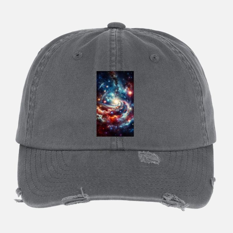 Kosmische Spirale: Sternennebel Flexfit Vintage Destroyed Cap