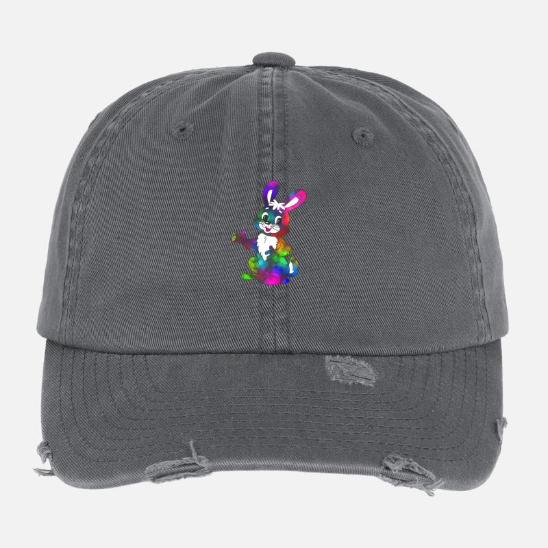 Regenbogen-Kaninchen Flexfit Vintage Destroyed Cap