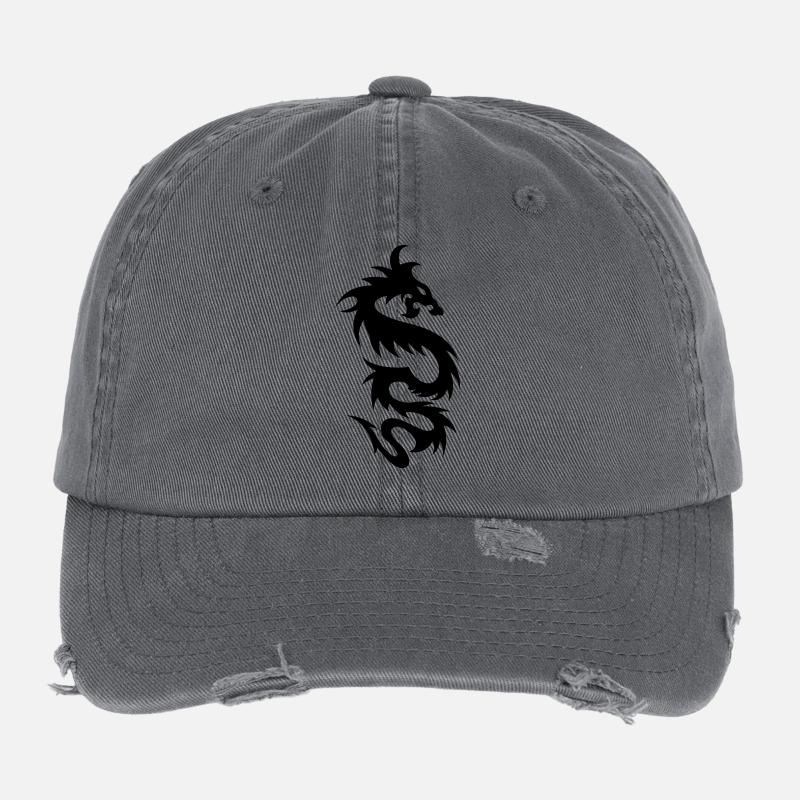 tribal dragon Flexfit Vintage Destroyed Cap