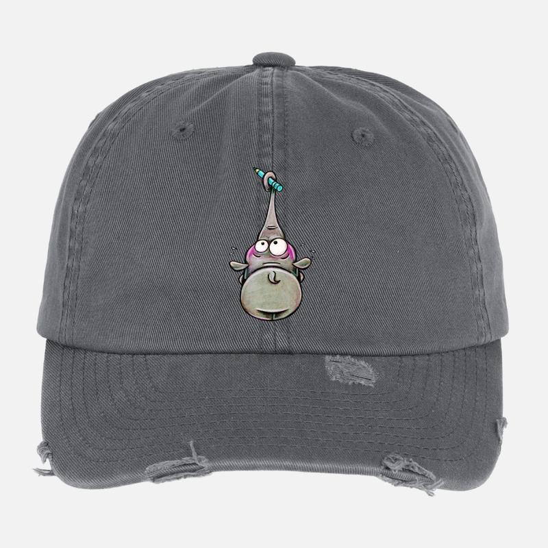 elephant with pencil - Flexfit Vintage Destroyed Cap - Dunkelgrau
