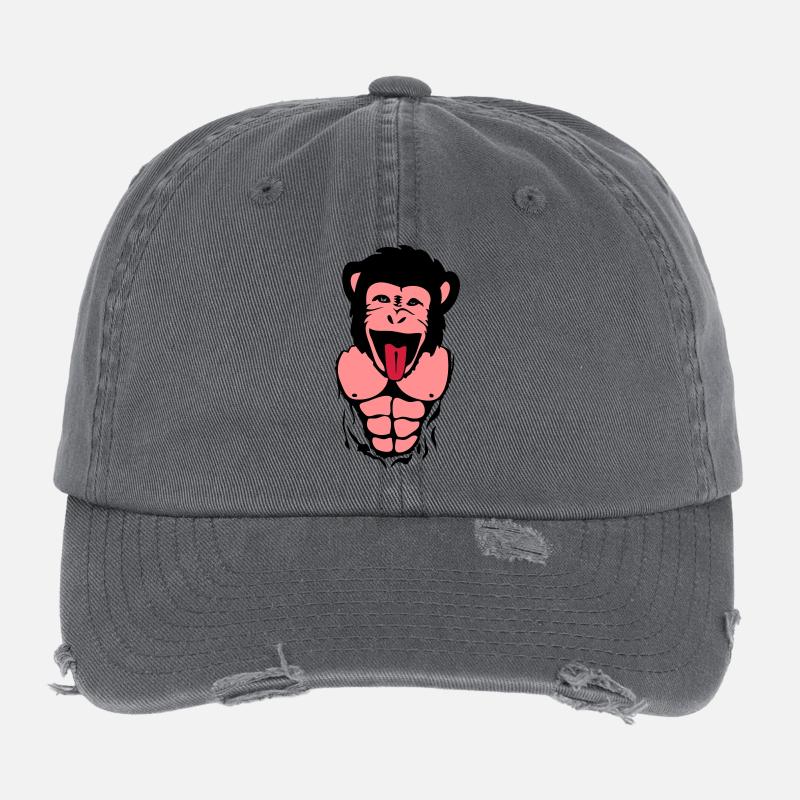 monkey gorilla monkey tete4 body muscle1 Flexfit Vintage Destroyed Cap
