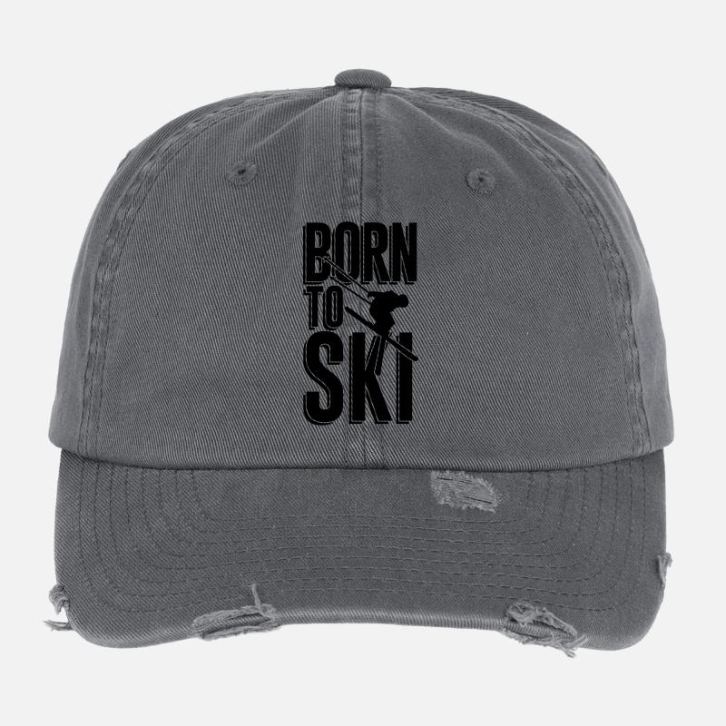 Born to Ski Flexfit Vintage Destroyed Cap