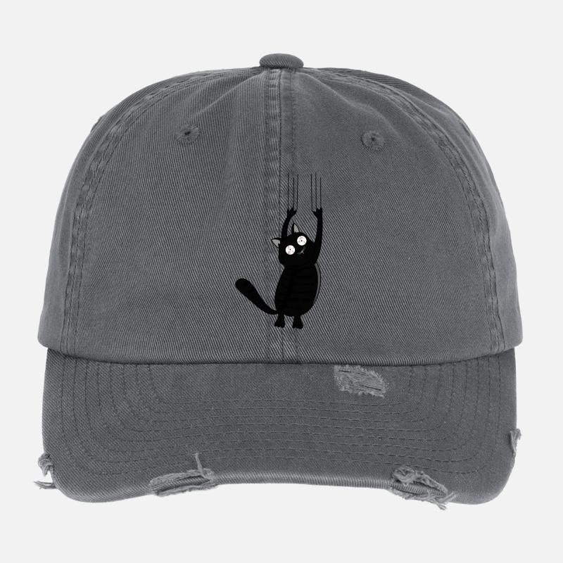 Panic Cat (Black Version) Flexfit Vintage Destroyed Cap