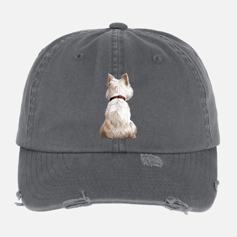 Terrier blanc des Highlands de l’Ouest Casquette vintage effet usé Flexfit