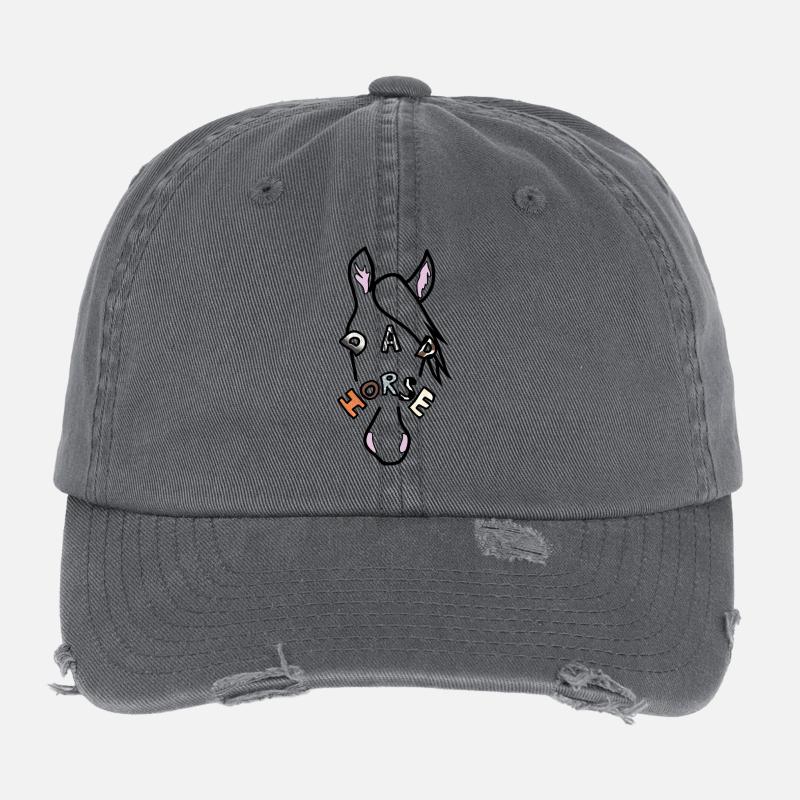 Horse FaceMysterious with Enigmatic Expression Flexfit Vintage Destroyed Cap