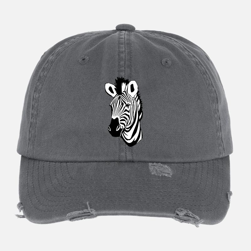 Zebra Zebra Head T-shirt Gift Flexfit Vintage Destroyed Cap