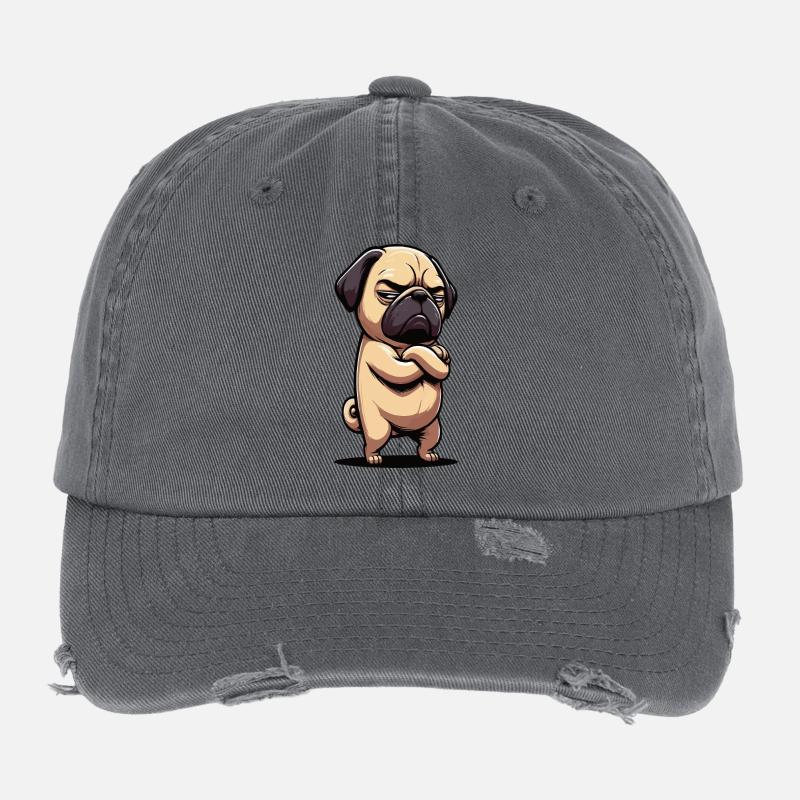 Mops Möpse Mopsbesitzer Mopsliebhaber Mopshalter Flexfit Vintage Destroyed Cap