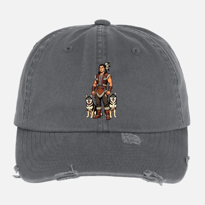 Indien avec des chiens husky Casquette vintage effet usé Flexfit