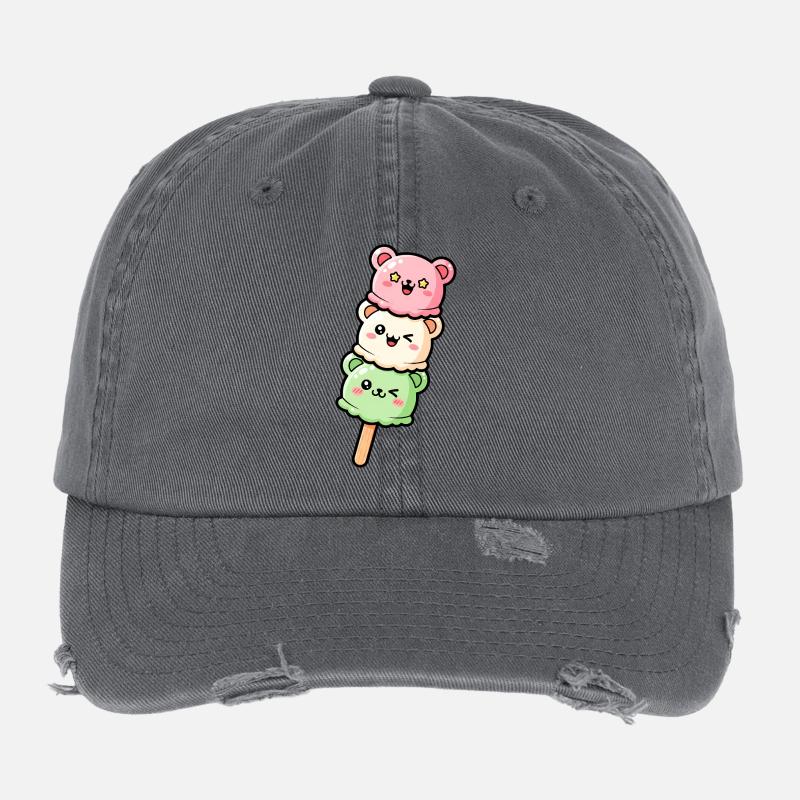 Pastel Kawaii Eiscremestapel Flexfit Vintage Destroyed Cap