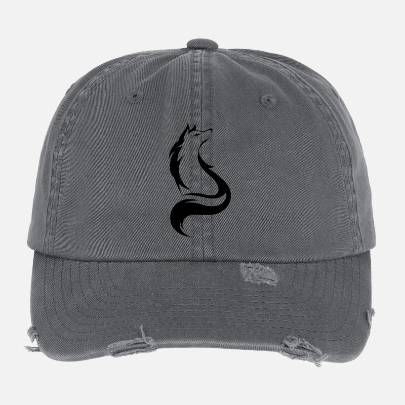 Artistic wolf, wild animal symbol Flexfit Vintage Destroyed Cap