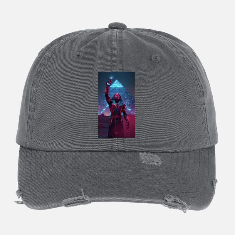 Pharaoh in neon light Flexfit Vintage Destroyed Cap