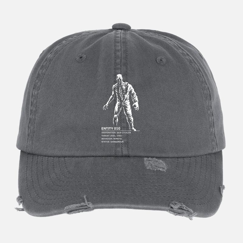 Backrooms Entity 010 white Flexfit Vintage Destroyed Cap