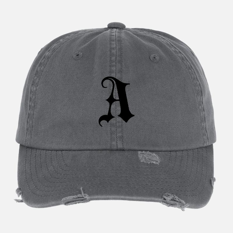 Verziertes Gothic Ein Monogramm Flexfit Vintage Destroyed Cap