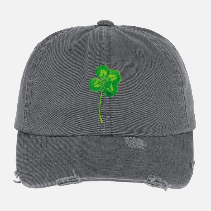 Luck clover - Flexfit Vintage Destroyed Cap - dark grey