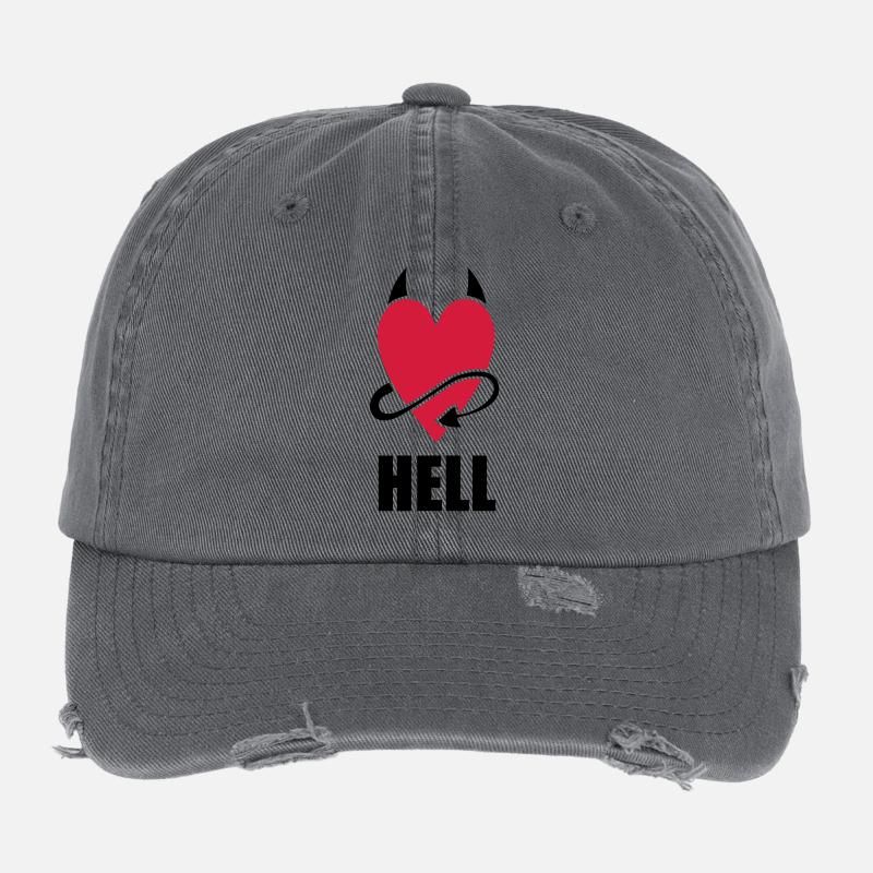 Heart Hell - Casquette vintage effet usé Flexfit - charbon
