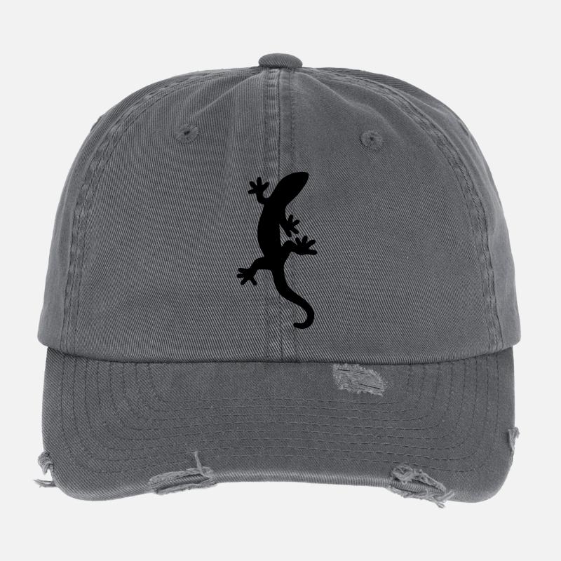Salamander Eidechse Gecko Geschenk Natur Flexfit Vintage Destroyed Cap