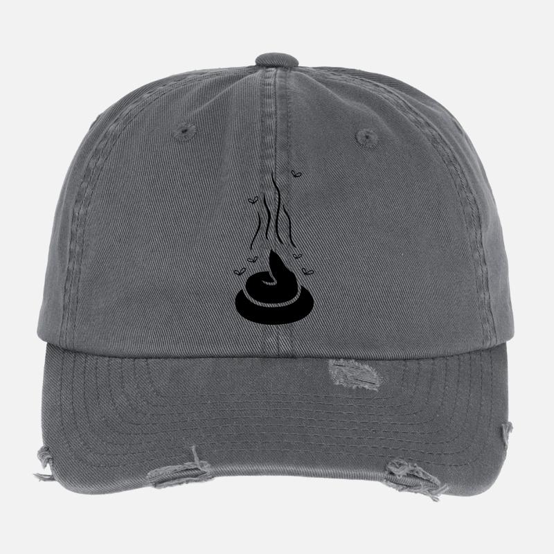 Dampfender Scheißhaufen mit Fliegen - einfärbbar Flexfit Vintage Destroyed Cap