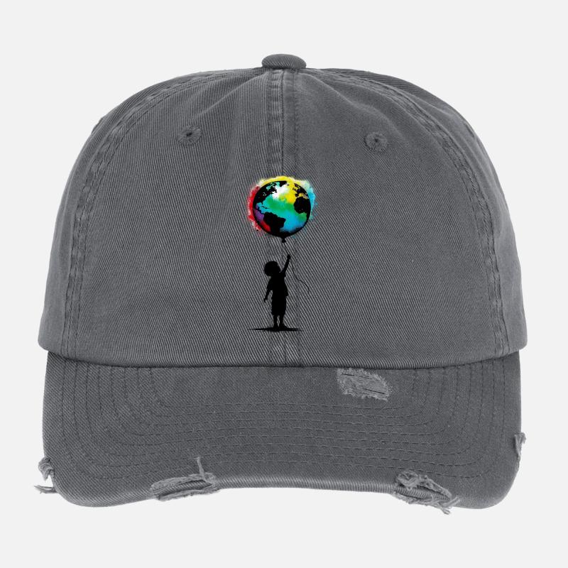 Planète Terre Casquette vintage effet usé Flexfit