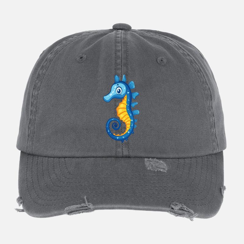 blaues Seepferdchen Flexfit Vintage Destroyed Cap