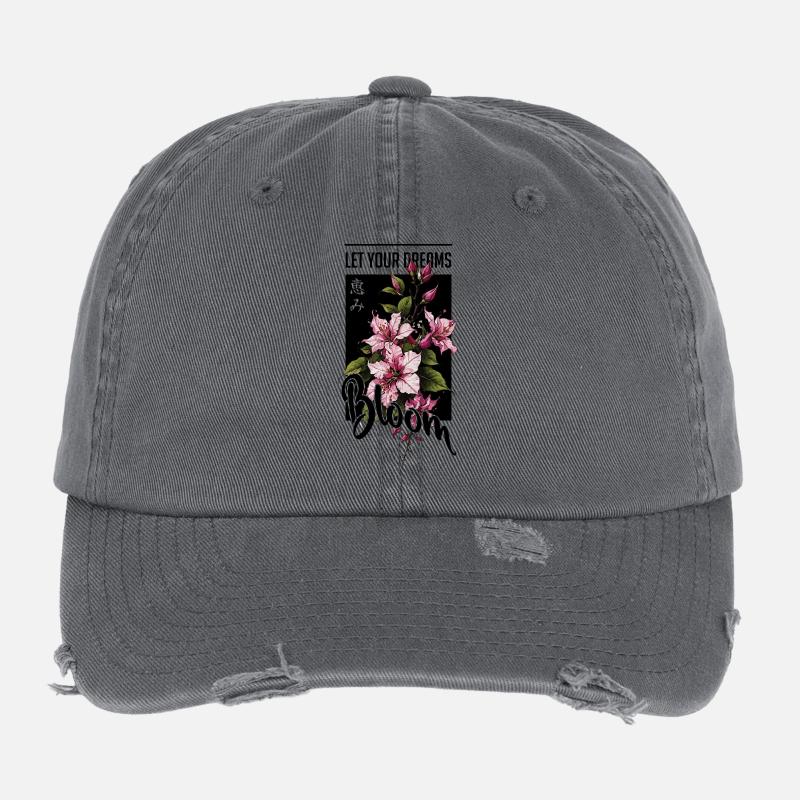 Script Hibiscus de nuit en rose Casquette vintage effet usé Flexfit