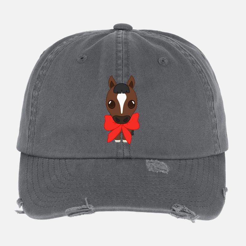 Frange avec ruban rouge Casquette vintage effet usé Flexfit