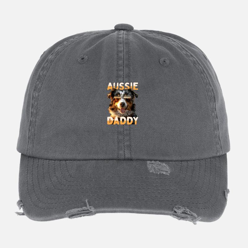 Aussie Daddy Papa Vatertag Dad Australian Shepherd Flexfit Vintage Destroyed Cap