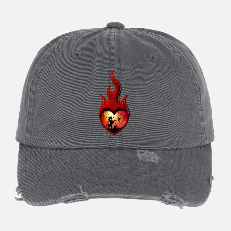 Licorne avec fée au coucher du soleil. Casquette vintage effet usé Flexfit