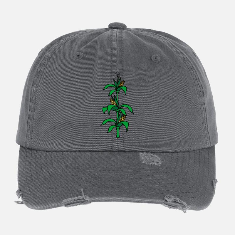 Corn stalk logo for corn harvest Flexfit Vintage Destroyed Cap