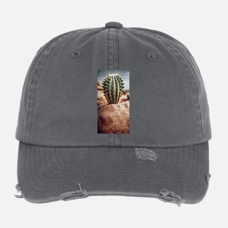 Cactus dans un désert de sable Jeu de mots Casquette vintage effet usé Flexfit