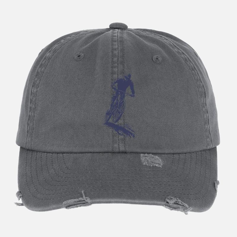 Silhouette de VTT en saut Casquette vintage effet usé Flexfit