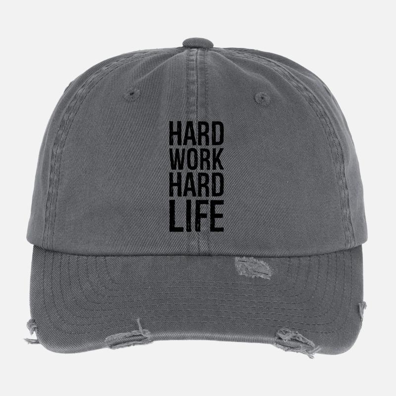 hard work hard life Flexfit Vintage Destroyed Cap