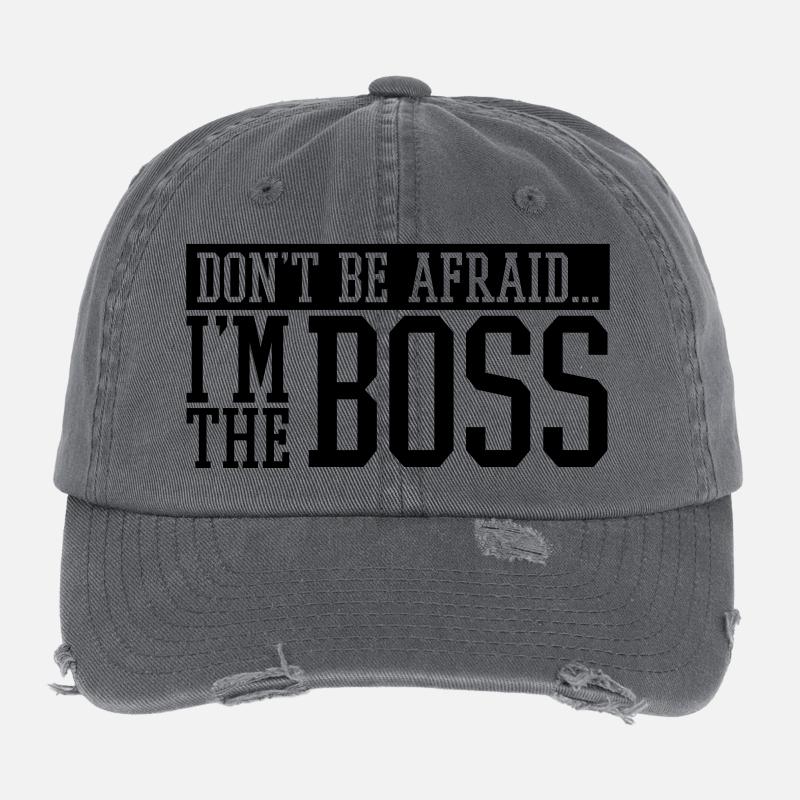 dont_be_afraid_im_the_boss_f1 Casquette vintage effet usé Flexfit