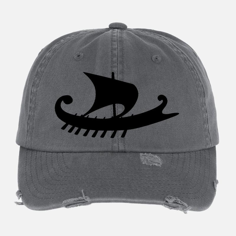 Empuriabrava 2-seitig - Flexfit Vintage Destroyed Cap - Dunkelgrau
