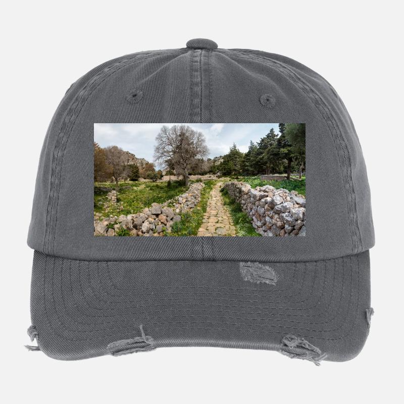 ruines du château médiéval Palio Pyli Kos Casquette vintage effet usé Flexfit