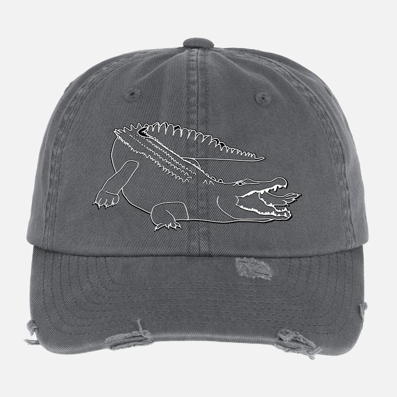 Lineart crocodile Casquette vintage effet usé Flexfit