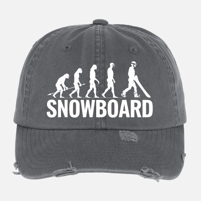 Evolution zum Snowboarder - Lustige Kunst Flexfit Vintage Destroyed Cap