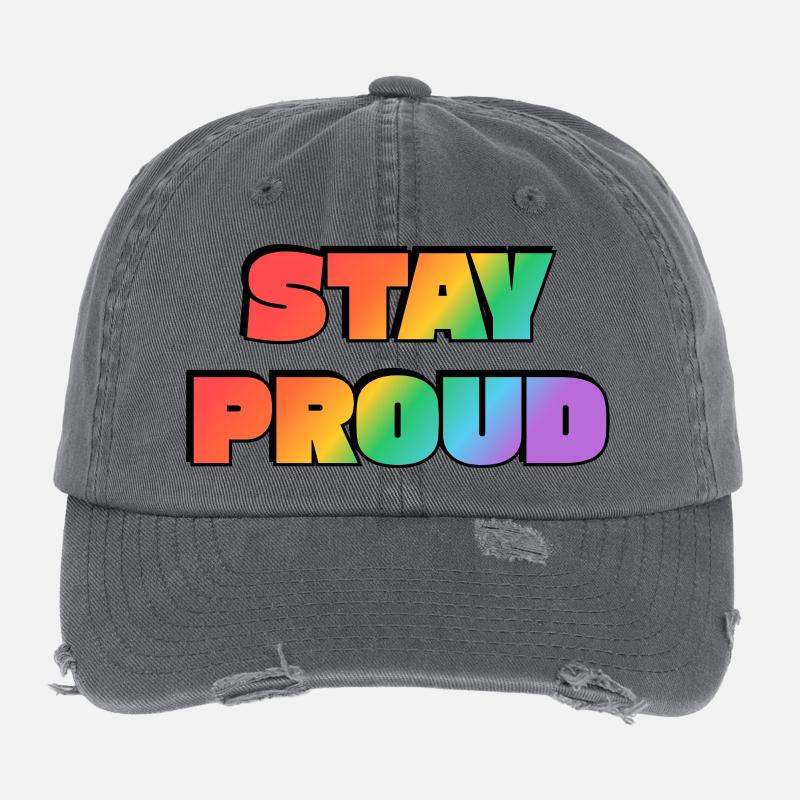 Stay Proud Rainbow Gradient Flexfit Vintage Destroyed Cap