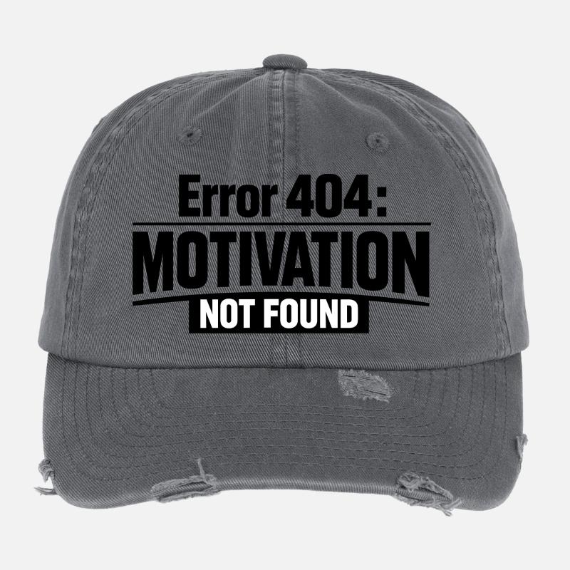 404 Motivation Not Found Humor Spruch Flexfit Vintage Destroyed Cap