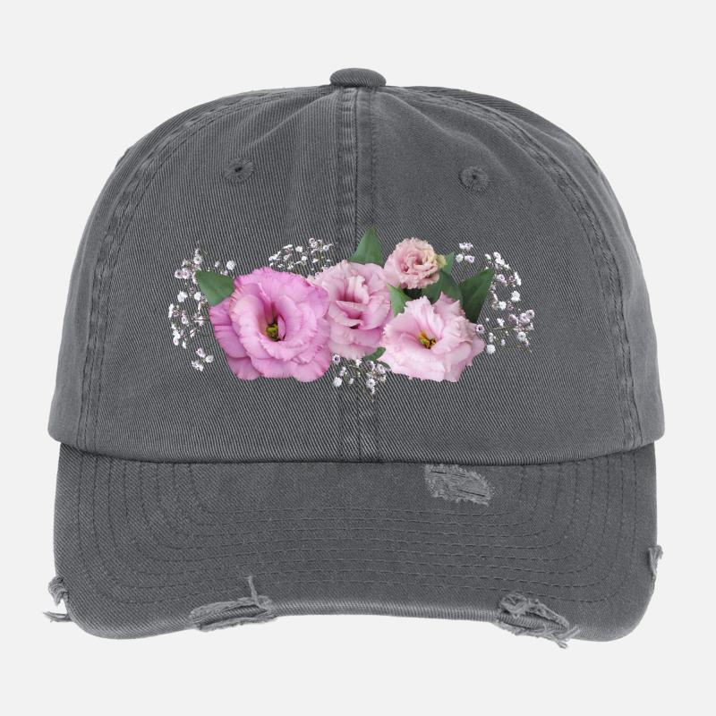 Fleurs Rose Casquette vintage effet usé Flexfit