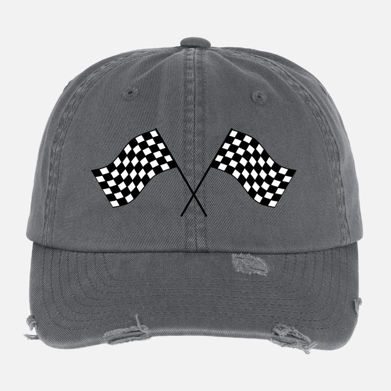 Drapeau à damier d’arrivée Flag Race End end station Idea Casquette vintage effet usé Flexfit