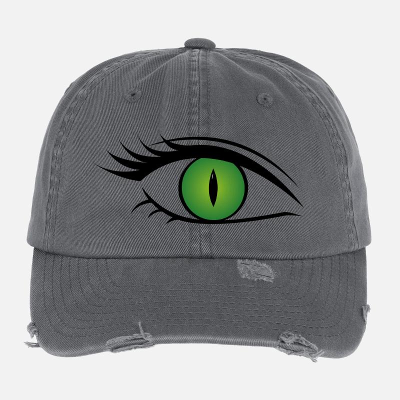 Oeil de Chat Vert Casquette vintage effet usé Flexfit