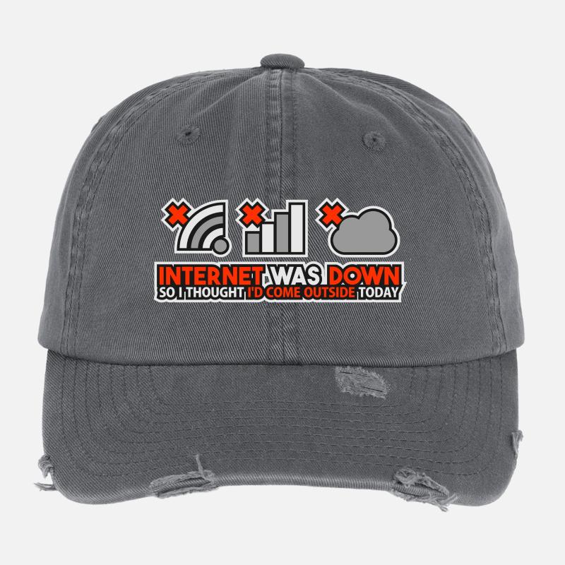 Internet Was Down - Offline Programmierer Computer Flexfit Vintage Destroyed Cap