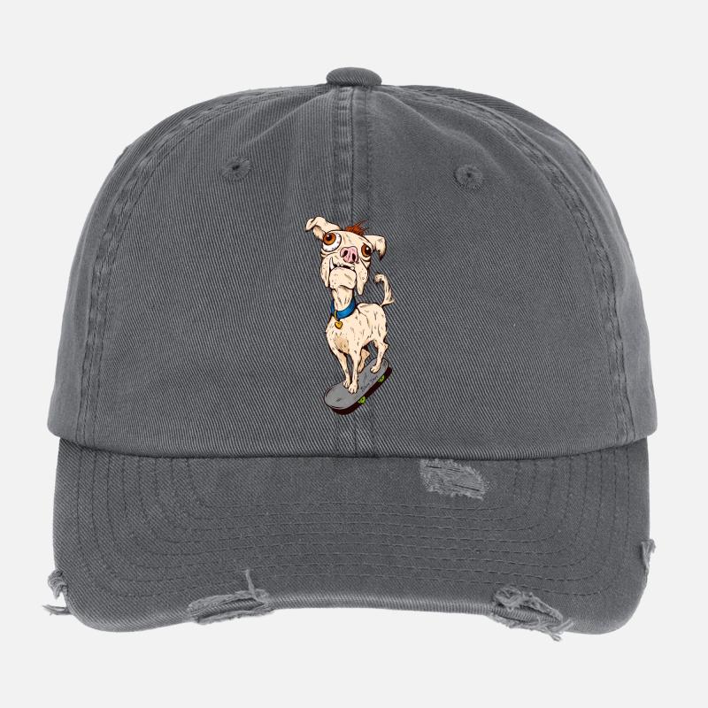 Ugly Skate Dog - Flexfit Vintage Destroyed Cap - Dunkelgrau