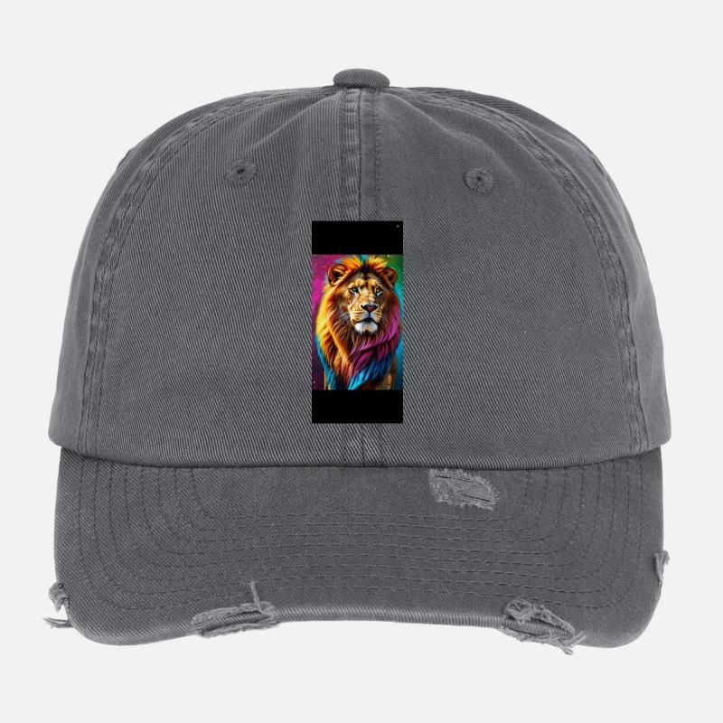 Regenbogen-Löwe Flexfit Vintage Destroyed Cap