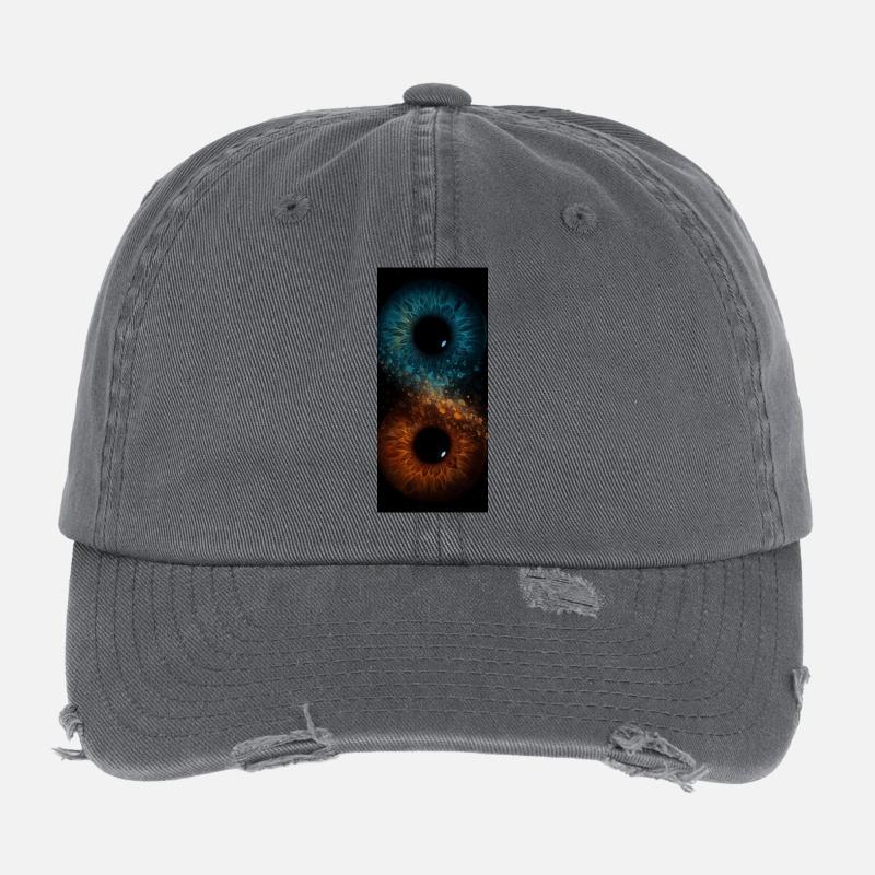 Oeil Double Bleu et Orange Casquette vintage effet usé Flexfit