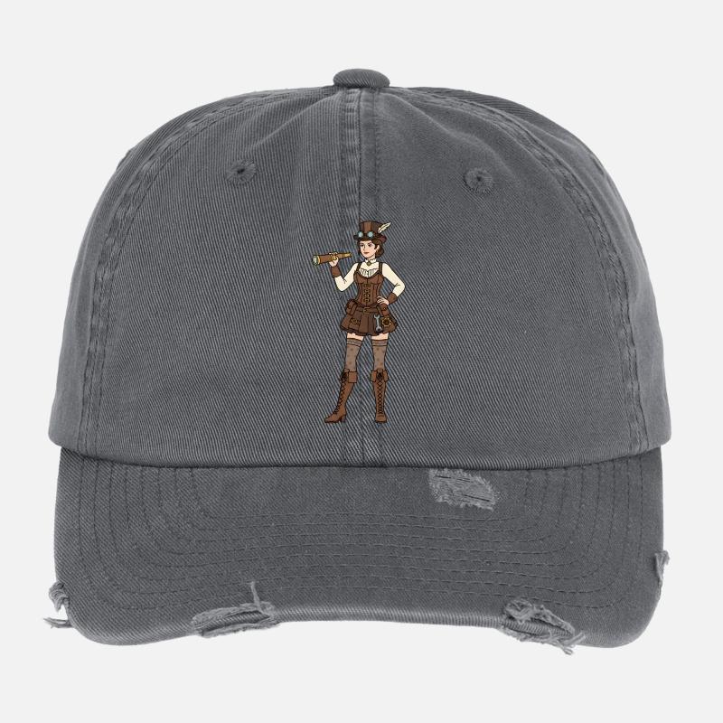 Femme Steampunk Casquette vintage effet usé Flexfit