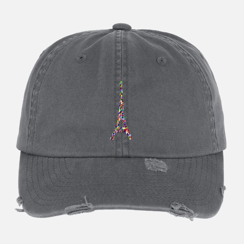 Arc-en-ciel de la Tour Eiffel Casquette vintage effet usé Flexfit