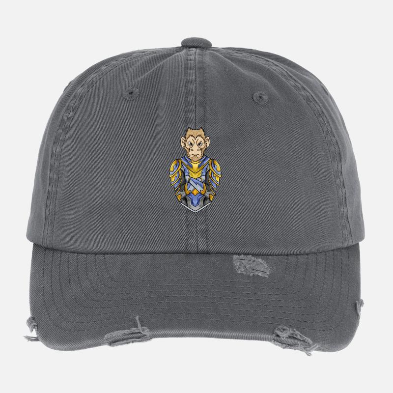 Knight Monkey with Armor Crusader Flexfit Vintage Destroyed Cap