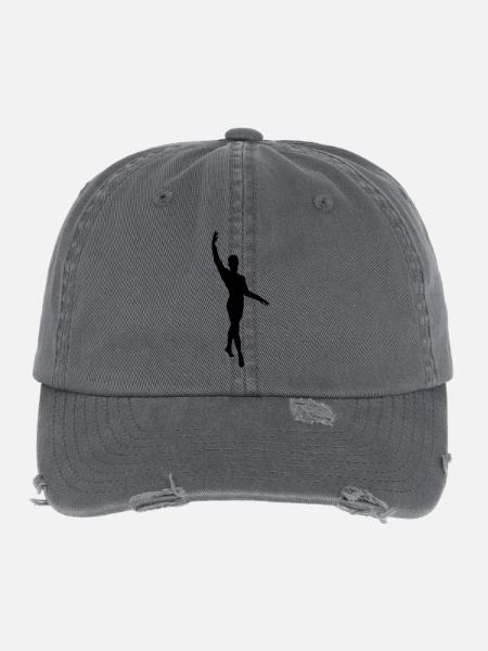 Vektor Balletttänzer Silhouette - Flexfit Vintage Destroyed Cap - Dunkelgrau - Vorne